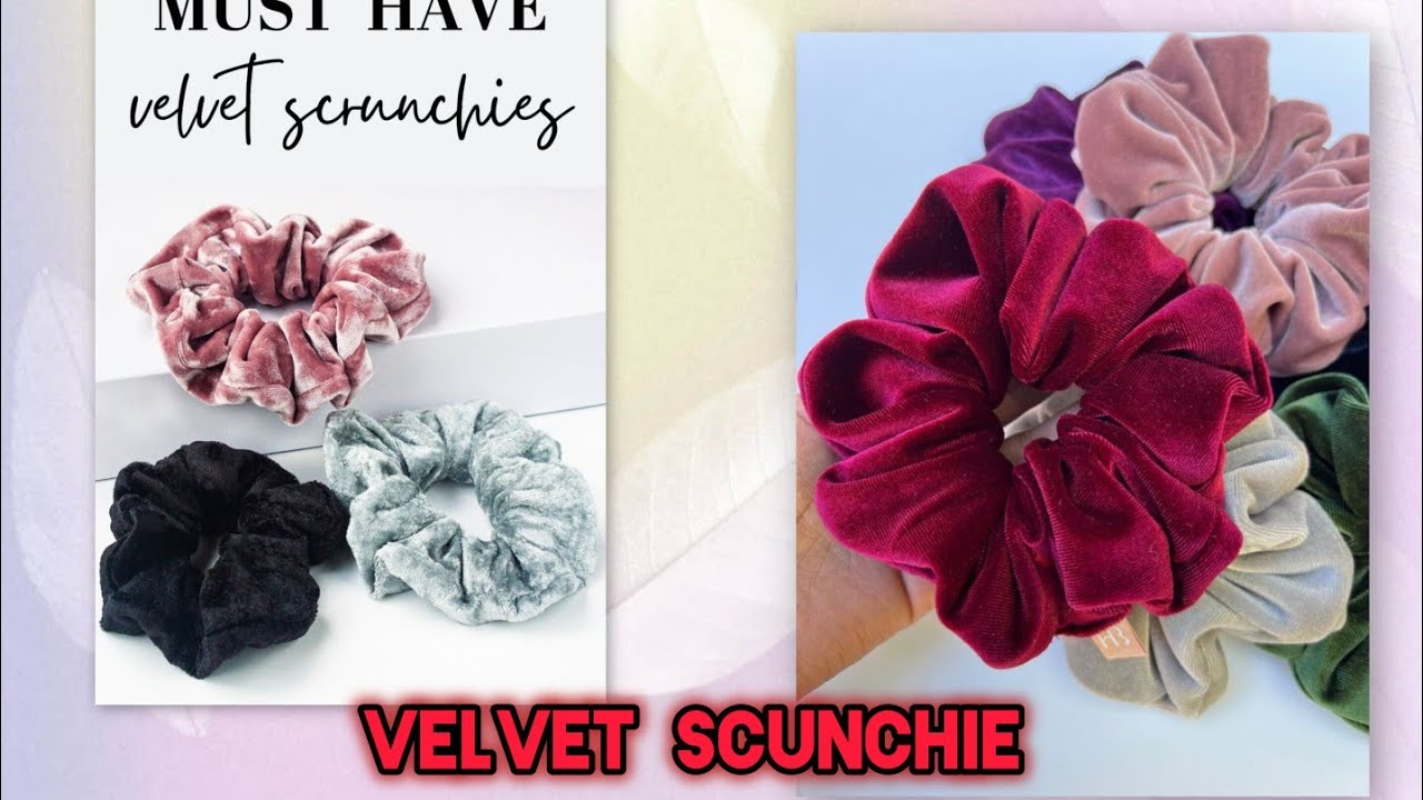 Diy beautiful velvet scunchie 🥰 premium handmead scunchie making at home #trending #diy  #scunchie 