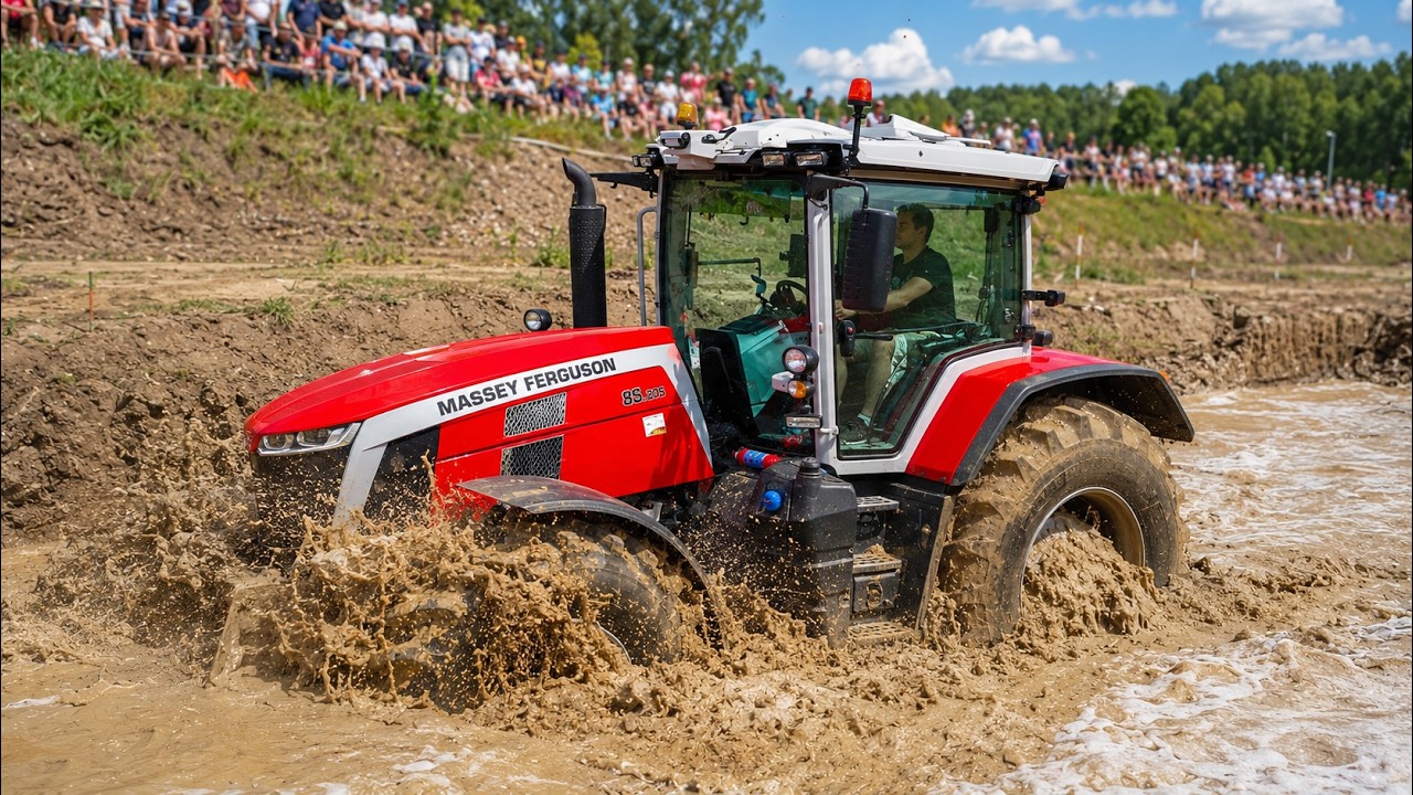 MEGA MUD PIT CHALLENGE! Massey Ferguson, John Deere, Zetor & Homemade Tractors in Deep Mud Water!