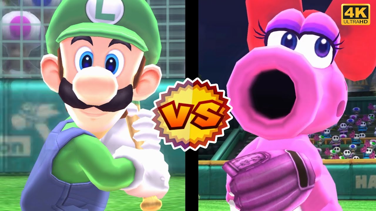 Mario Sports Superstars - BaseBall Team Mario Luigi Vs. Team Birdo Baby Mario | 4K