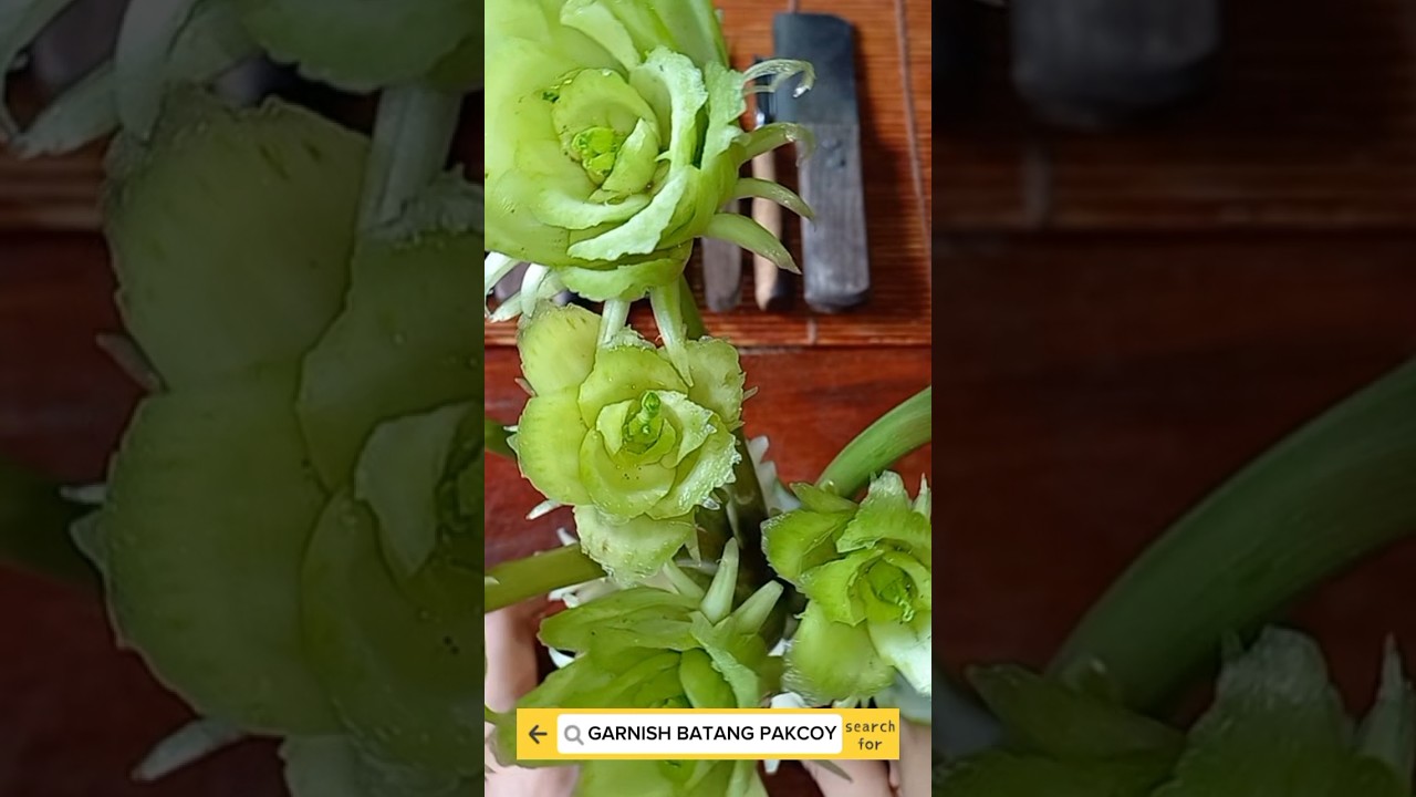 Cara membuat garnish batang pakcoy untuk hiasan tumpeng