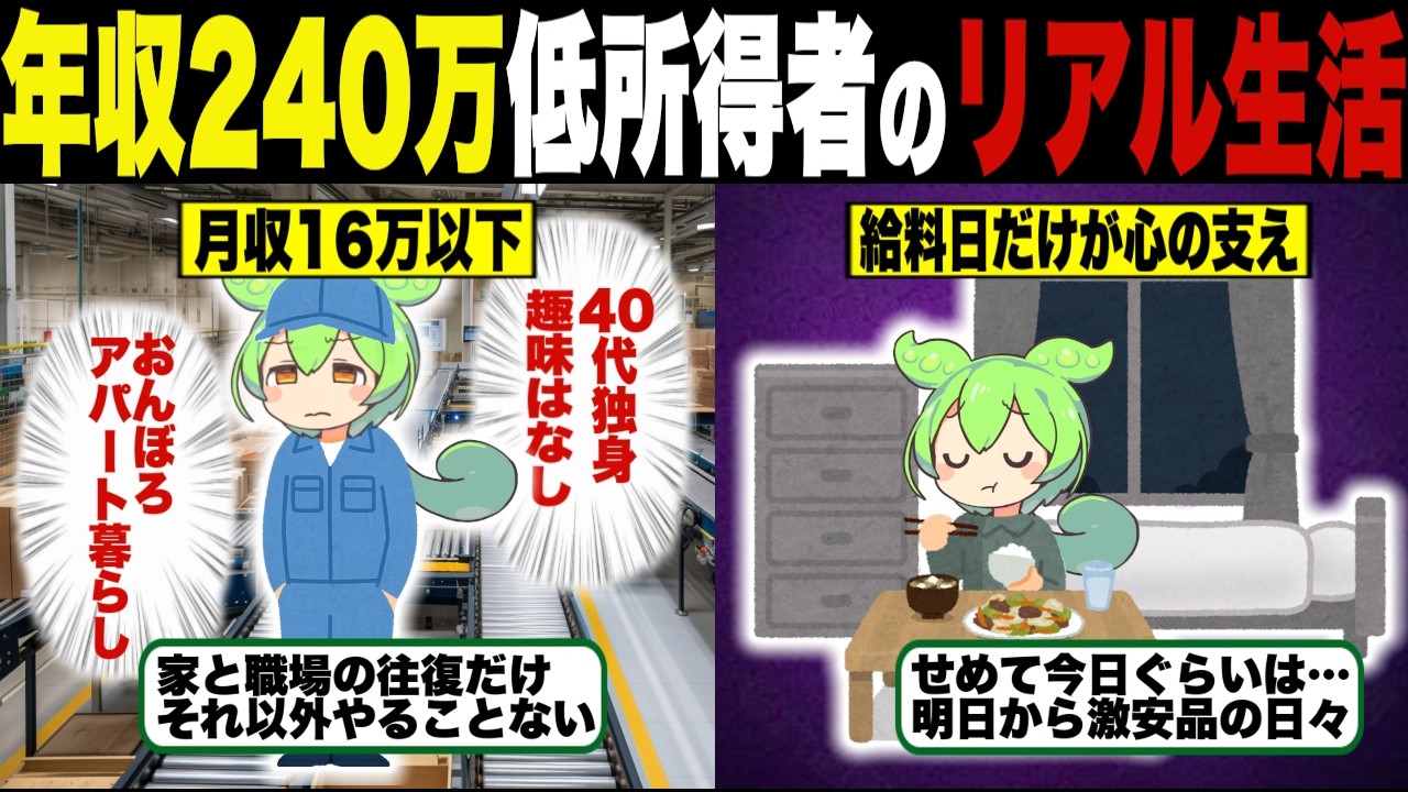 年収240万低所得者のリアルな生活事情の闇【ずんだもん＆ゆっくり解説】