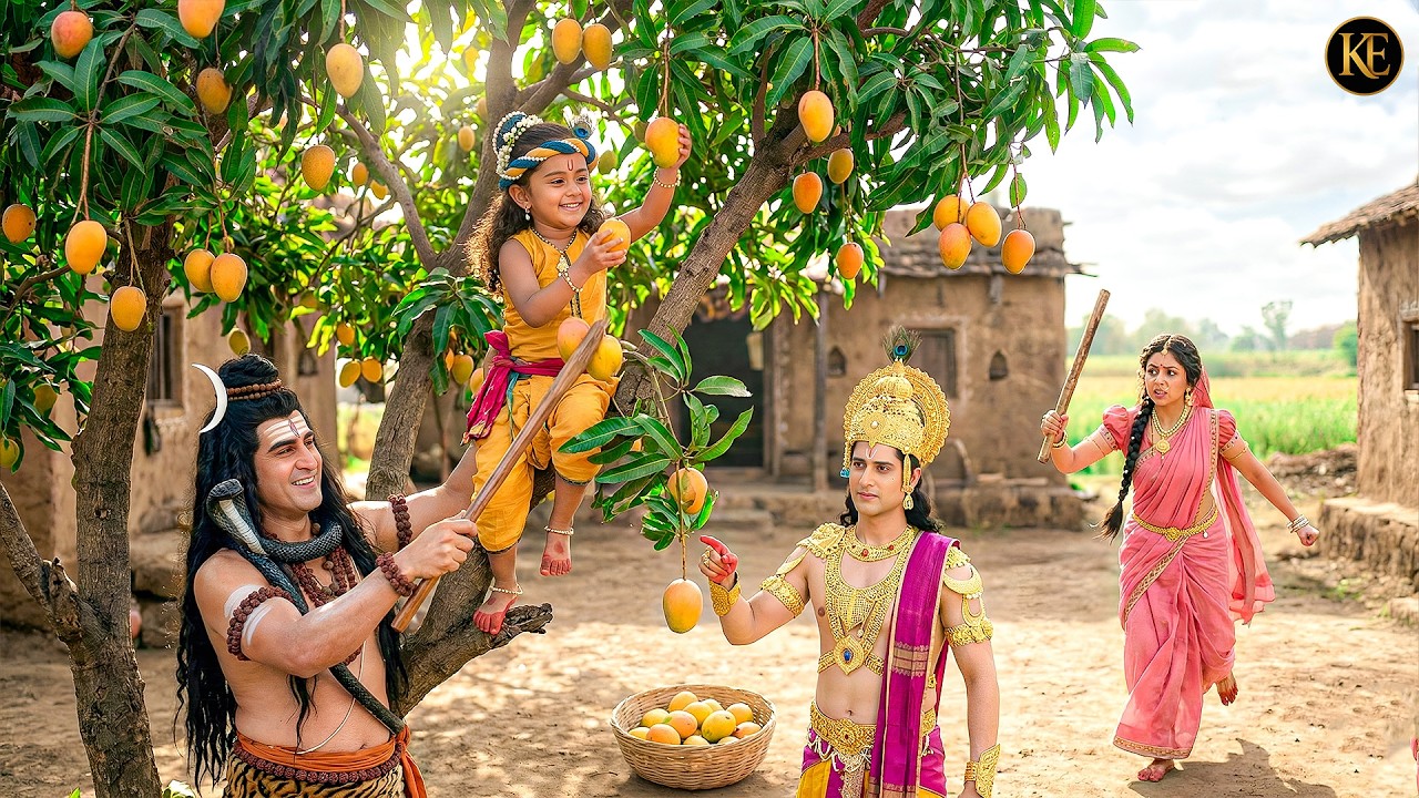 “बाल कन्हा ने महादेव और नारायण भगवान के साथ मिलकर आम चोरी किया!” || YMKN || Krishan leela