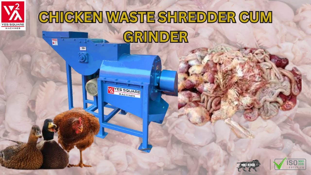 CHICKEN WASTE SHREDDER CUM GRINDER | POULTRY WASTE GRINDER | YES SQUARE MACHINES | +91 94886 65253
