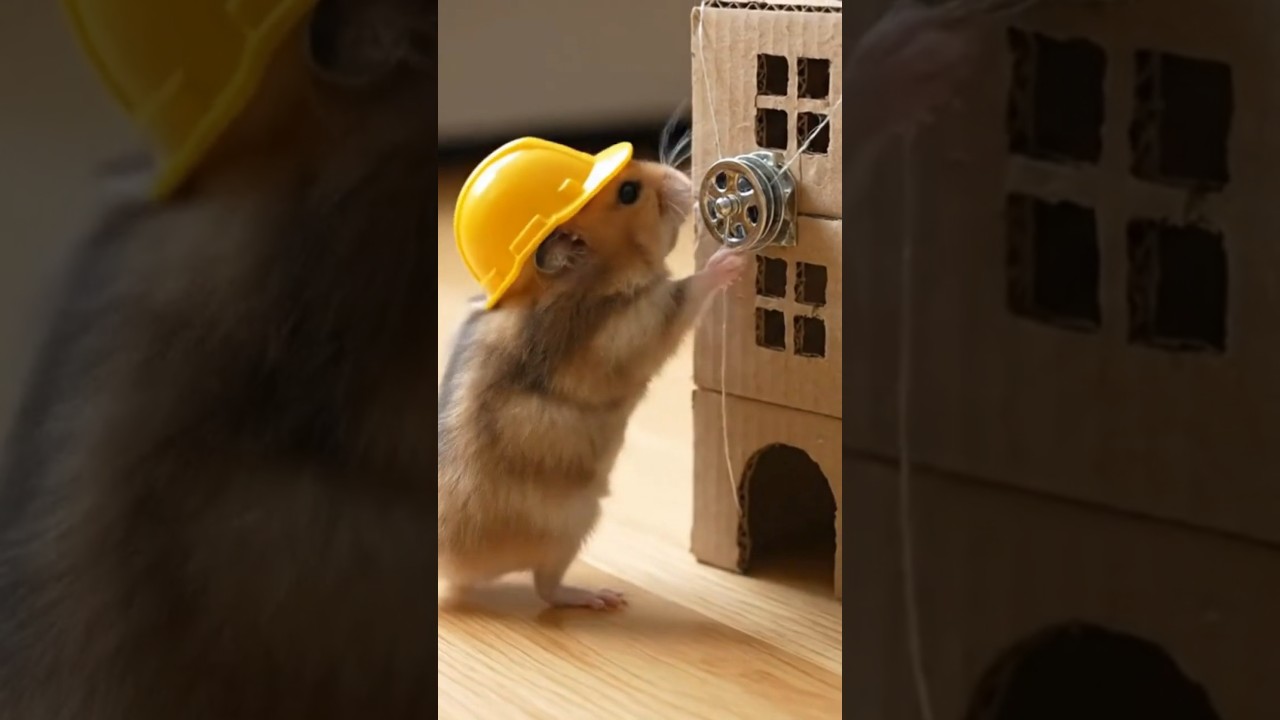 Hamster Operates Mini Construction Crane! 🏗️🐹 #animals
