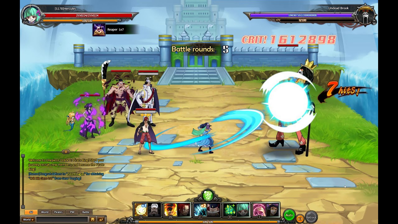 One Piece Online 2 Pirate King browser game. Brook Event using Sengoku,Shanks,Whitebeard,Robin