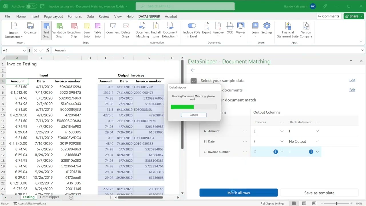 DataSnipper v5.0 - Setting Advanced Options with Document Matching