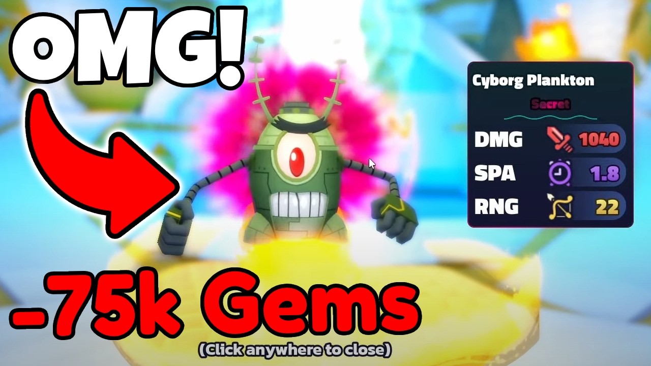 SPENDING 75K GEMS TO SUMMON NEW SECRET in SpongeBob Tower Defense