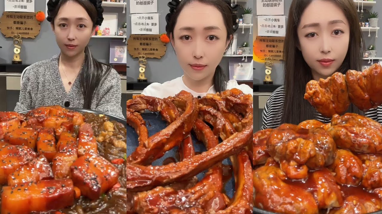 Mukbang #Spicy Noodles 🔥🍜 Pork 🤤 Meat 🍖🥓 Beef Chicken 🍗#food #beef #noodles