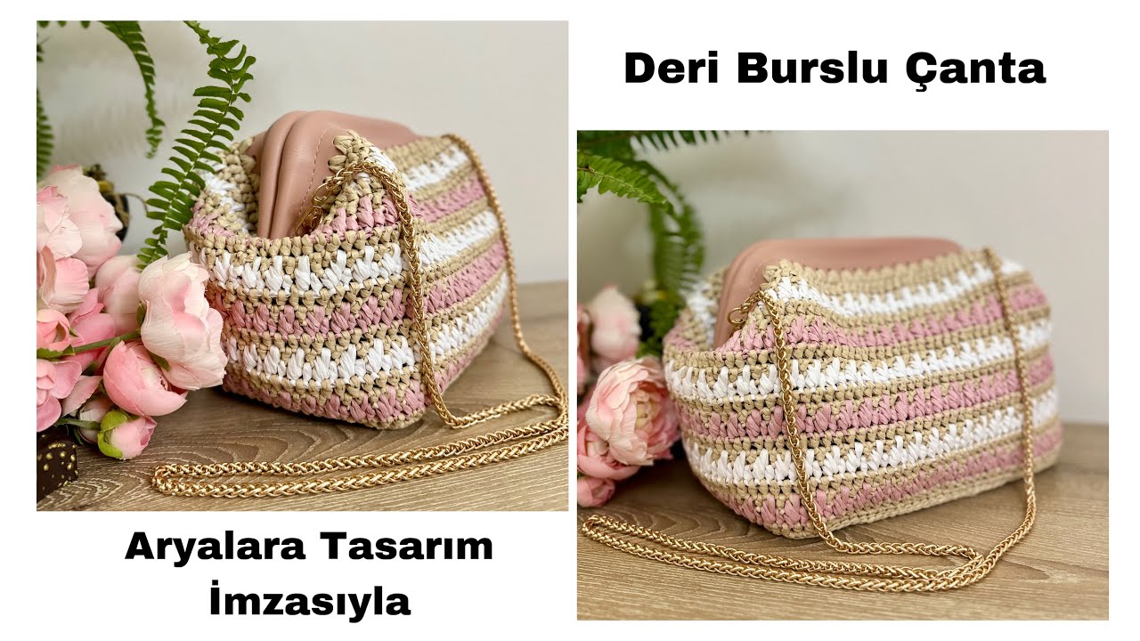 Aryalara Tasarım İmzasıyla…Deri Burslu Çantayı Tersten Örüyoruz.  #crochetbag #bursluçanta #bag