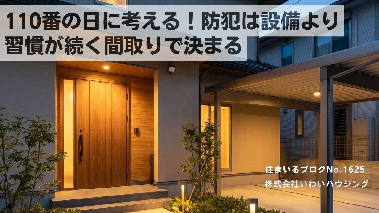 20260110 110番の日に考える！防犯は“設備”より“習慣が続く間取り”で決まる| 愛知県一宮市 いわいハウジング一級建築士事務所