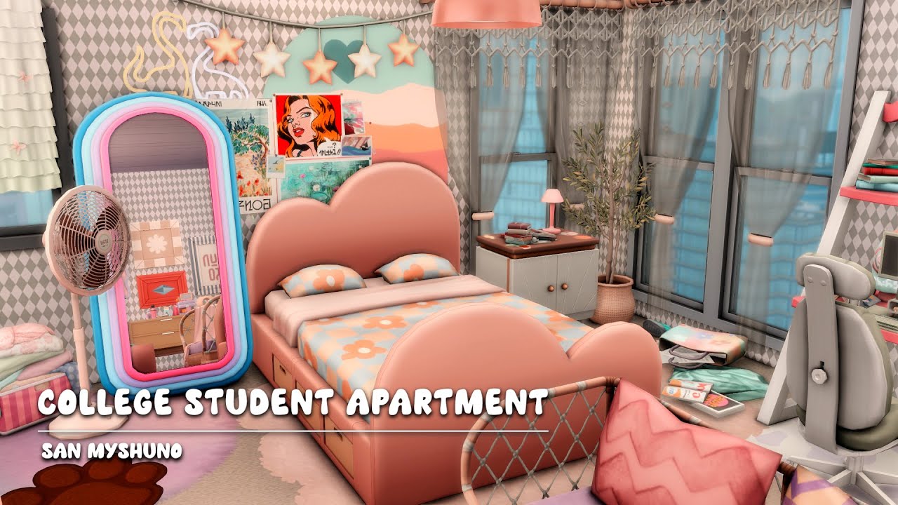 College Student Apartment | 1310 21 Chic Street | The Sims 4 | Stop Motion Build | No CC