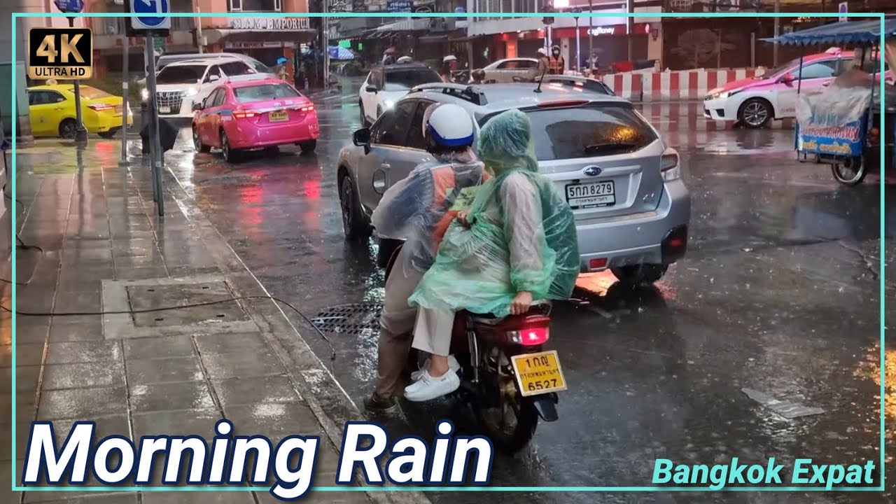 Bangkok Morning Rain Walk Sukhumvit Road Monsoon 🇹🇭 Thailand #bangkokexpat