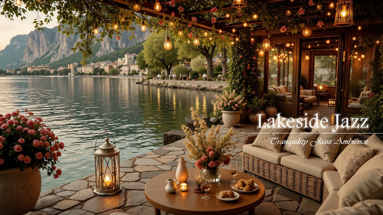 Cozy Lakeside Cafe With Gentle Jazz Music | Soft Jazz in Cozy Lakeside Ambience for Relax and Work
