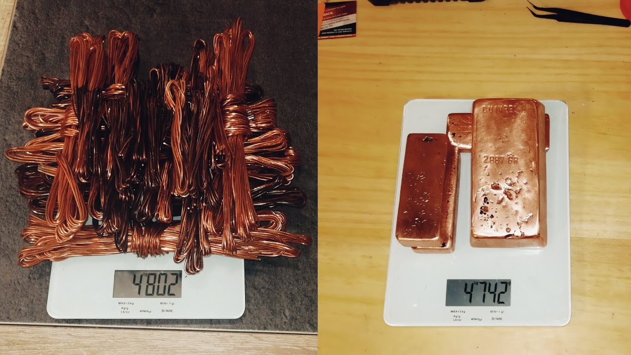 Recyclage Cuivre 4,8kg, fonderie de câbles en cuivre
