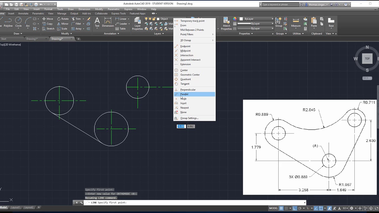 AutoCAD 2019 Geometric construction basics