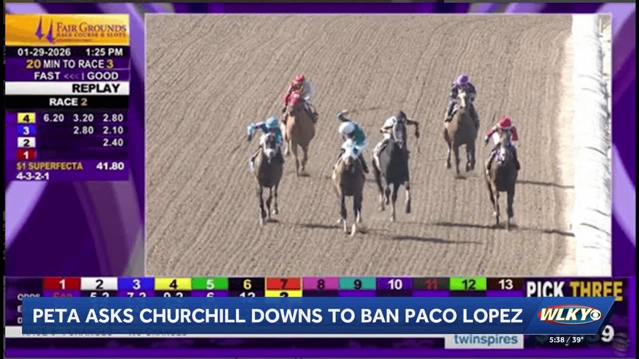 PETA asks Churchill Downs to ban jockey from Kentucky Derby