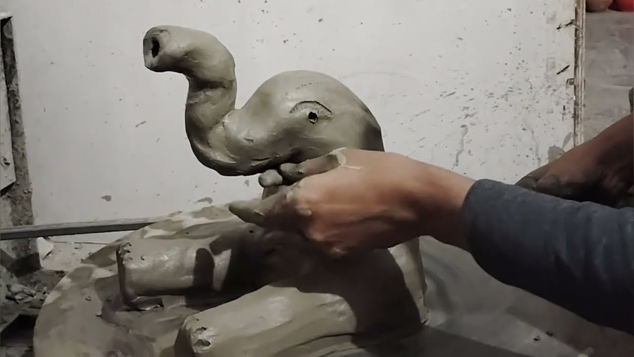 Making Clay Elephant  clay art clay products handicraft ceramic pottery colour pottery 