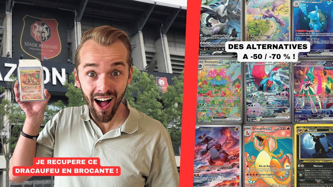 UN DRACAUFEU ANCIEN DANS UN STAND INCROYABLE EN BROCANTE ! DES CARTES POKEMON A DES PRIX DINGUES !
