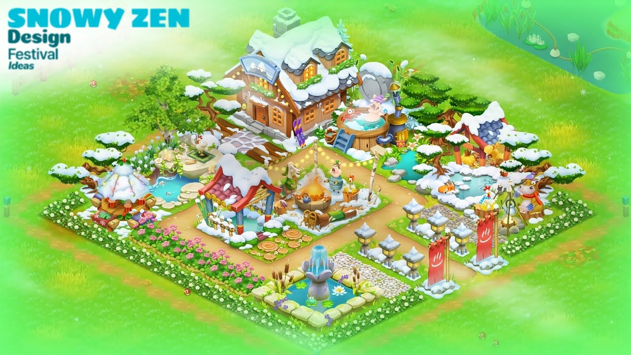 Snowy Zen design Festival ideas in Hay Day #hayday 