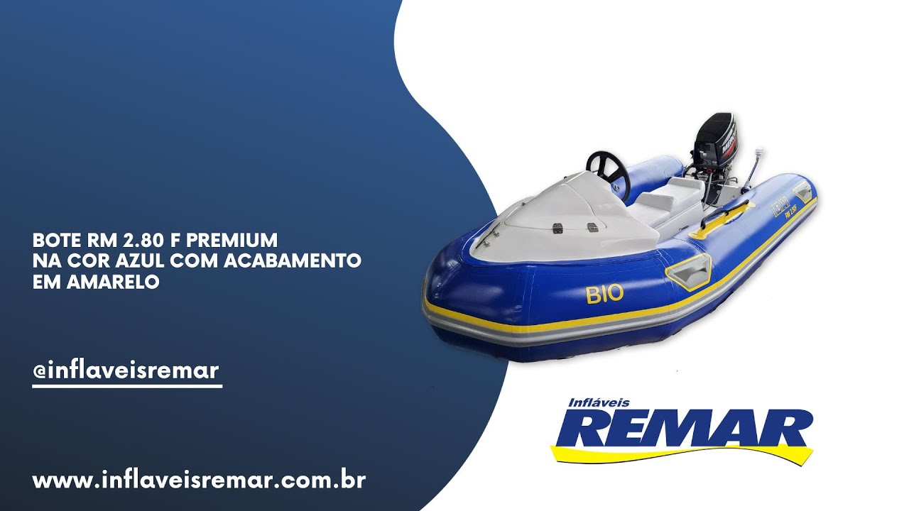 Bote RM 2,80 F Premium - Na cor azul com acabamento em amarelo.