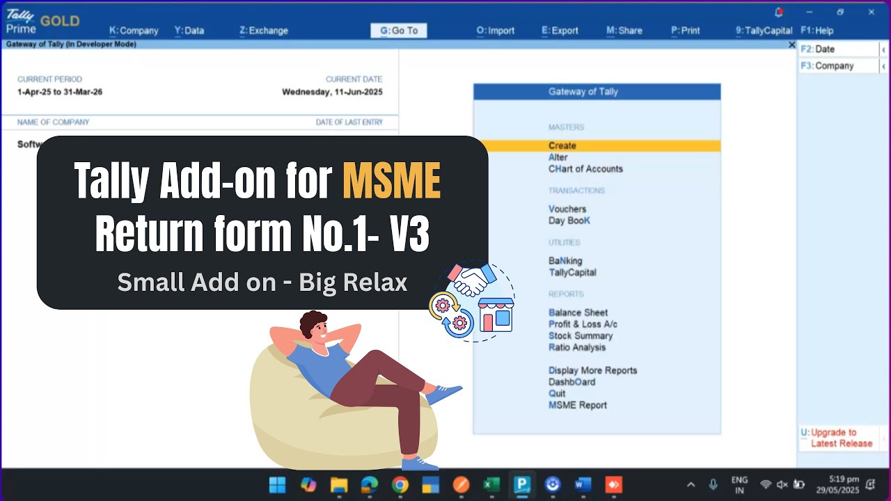 Tally Add-on for MSME Return form No.1- V3 - Small Add on - Big Relax