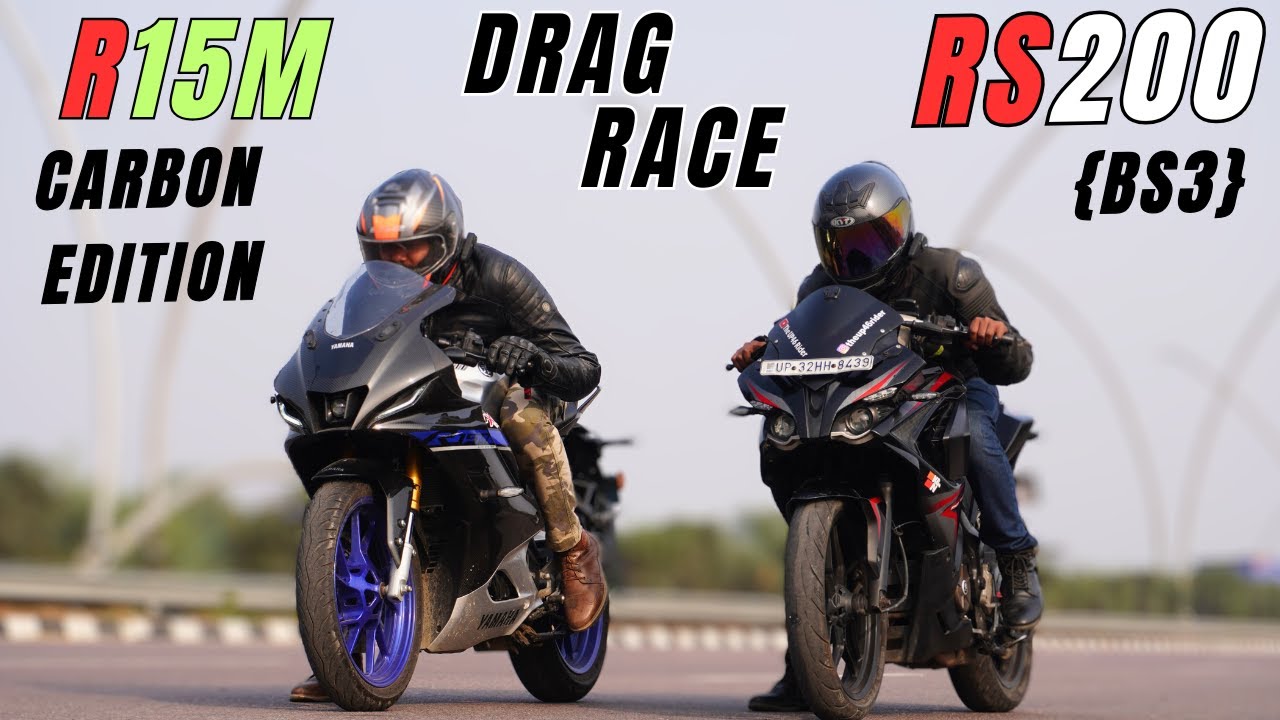 Pulsar RS200 {BS3} vs Yamaha R15M Carbon Edition Drag Race