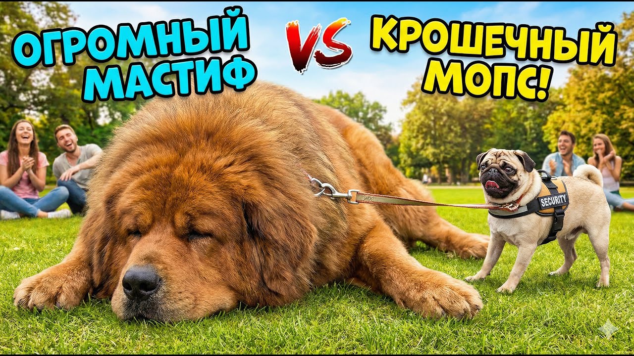 МОНСТР против МАЛЫША Тибетский Мастиф vs Мопс!
