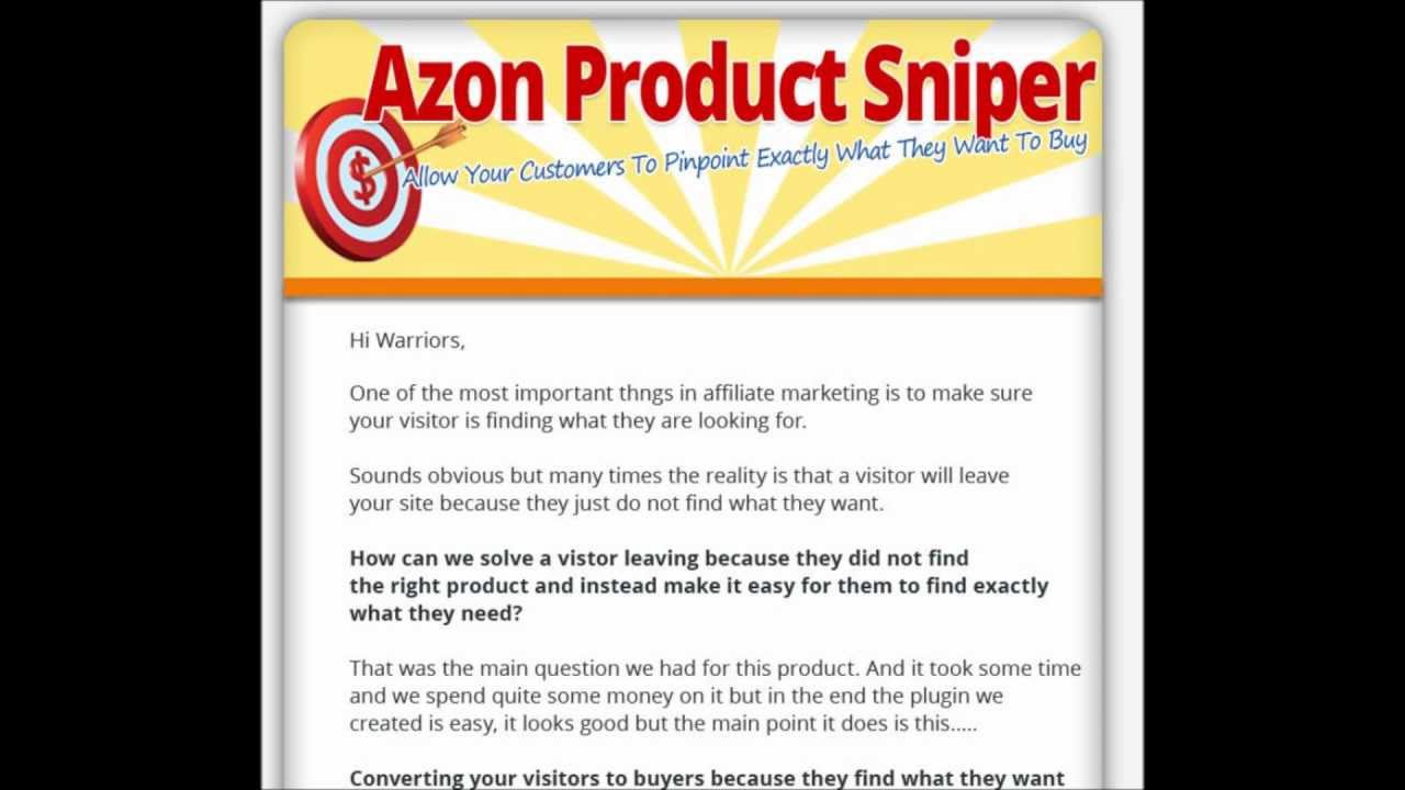 [Amazon Plugin] - Azon Product Sniper - Turn Your Visitors Into Buyers Review