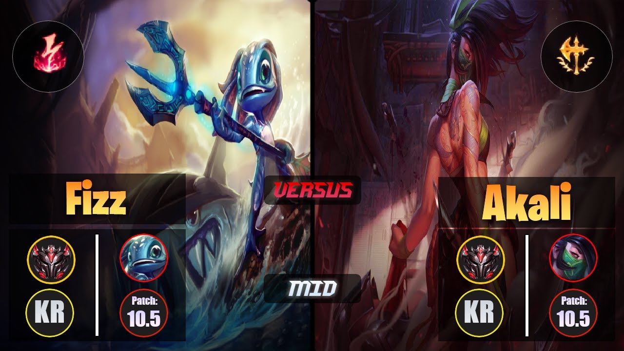 GrandMaster FIZZ [Electrocute] (Mid) VS  AKALI - Grandmaster KR Patch 10.5