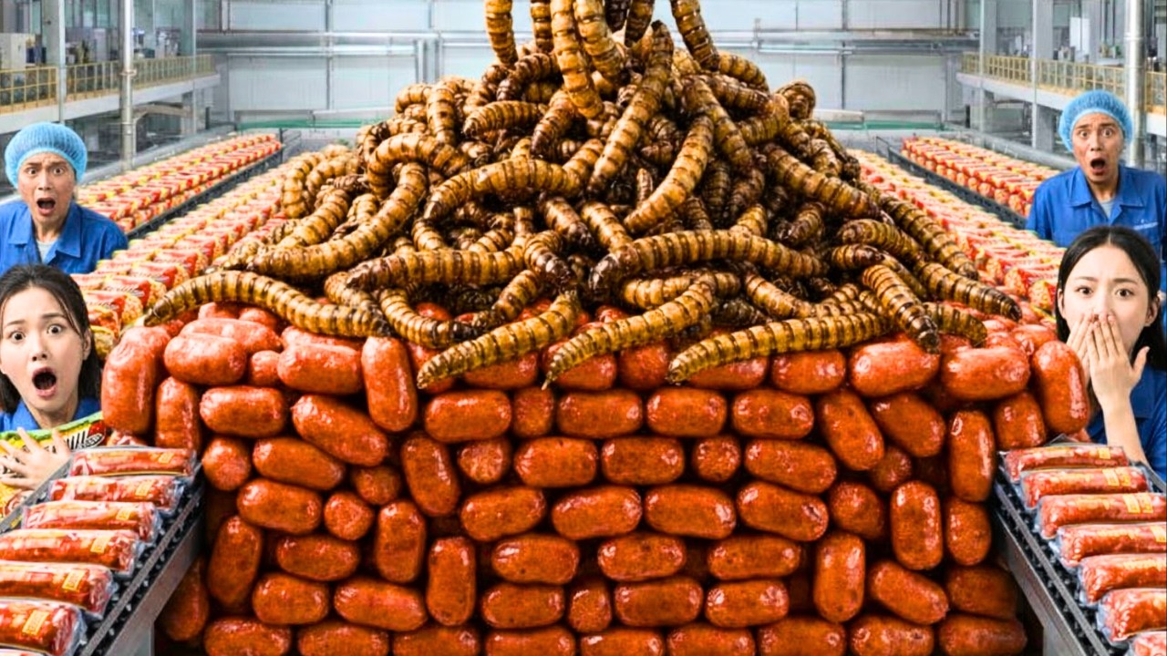 Inside the Factory: What Happens When Millions of Worms Are Crushed to Make Sausages?#Factoryprocess