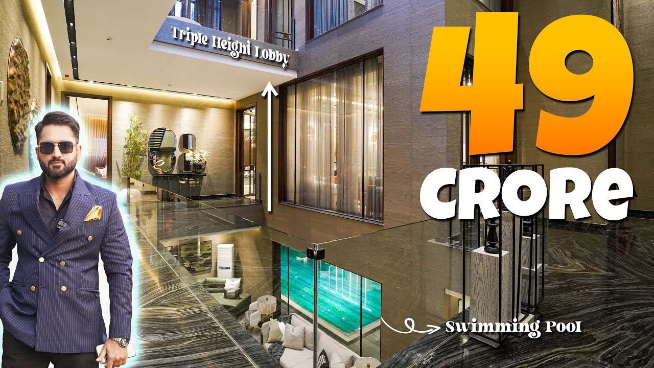 49 Crore MODERN MANSION with Triple Height Lobby & Swimming Pool | Touring Most Expensive Mansion!💸✨