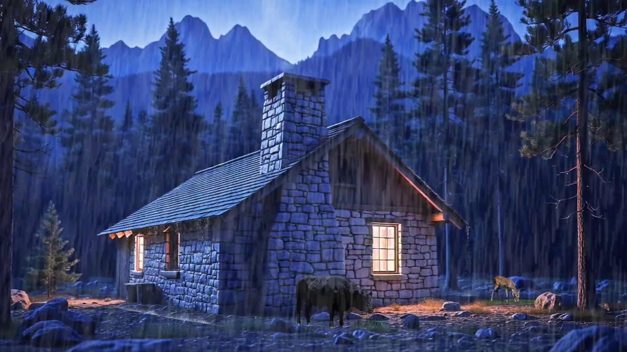 🌧️ Continuous Rain at Cabin | Relaxing Night Sounds for Deep Sleep