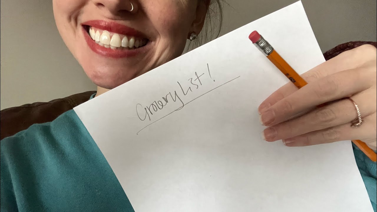 ASMR - Gum Chewing Whisper - Grocery List in Pencil