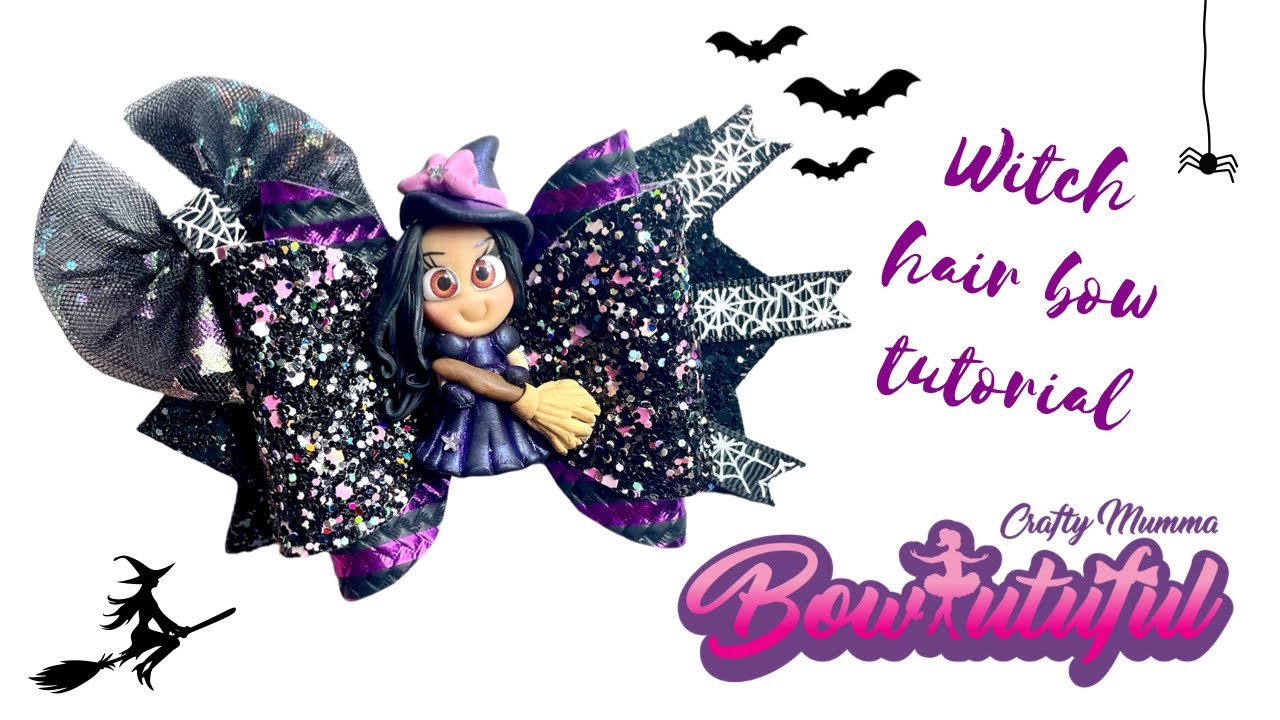 Witch glitter and faux leather hair bow tutorial/ how to make hair bows