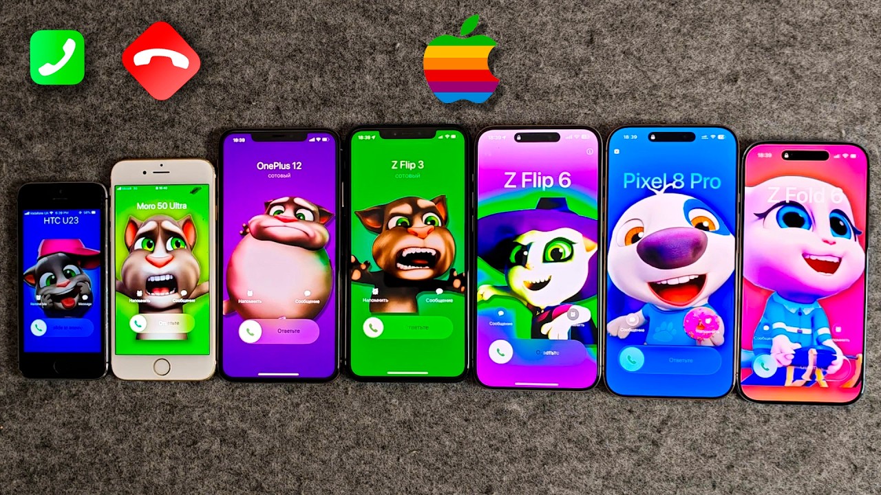 iPhone 5S + 6S + XS Max + 11 Pro Max + 15 Pro Max + 16 Pro M + AIR 17 Incoming Call at The Same Time