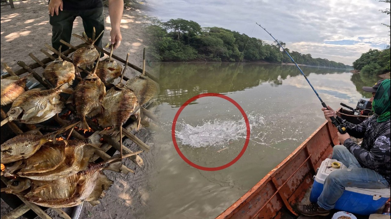 Amigos de la Pesca cap 75: 5 horas pescando en el rio L y terminamos asando pescado para 25 personas
