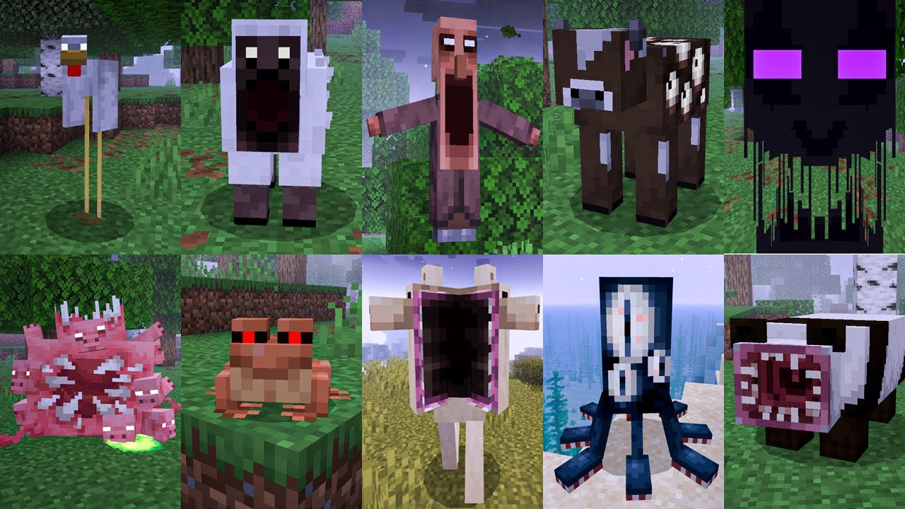 ВСЕ ВИДЫ СТРАШНЫХ ВЕРСИЙ МОБОВ В МАЙНКРАФТ ! SCARY MOBS ADDON MOD MINECRAFT BEDROCK