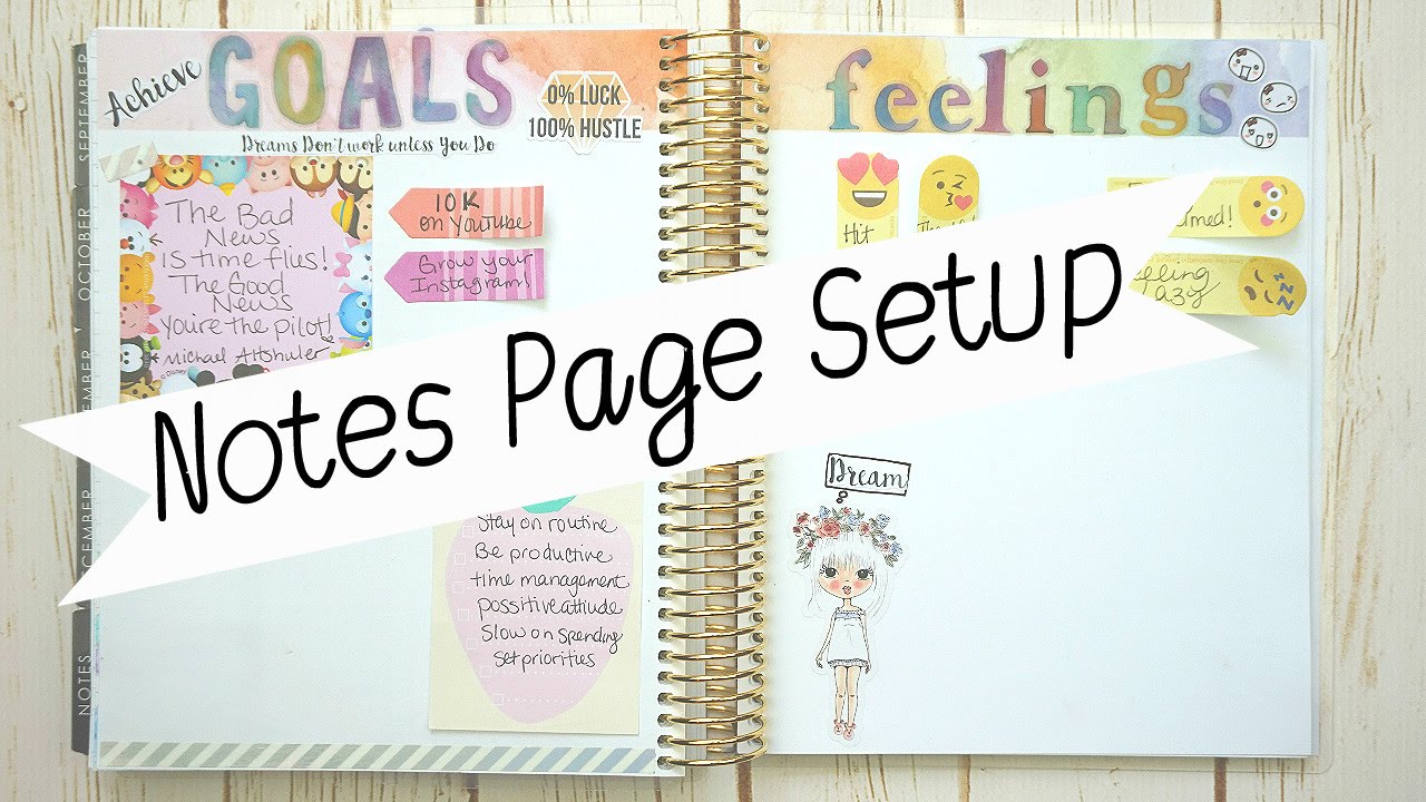 Note Pages setup: Erin Condren Life Planner