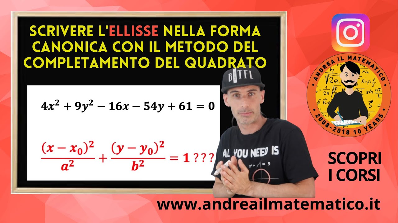 SCRIVERE L'ELLISSE NELLA FORMULA CANONICA - METODO DEL COMPLETAMENTO DEL QUADRATO