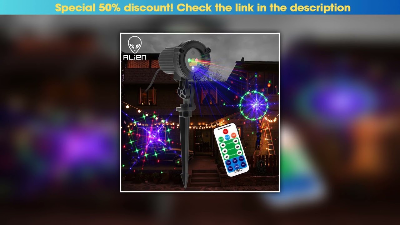 Review ALIEN 24 Patterns Red Green Blue Outdoor Motion Static Laser Projector Garden Holiday Christ