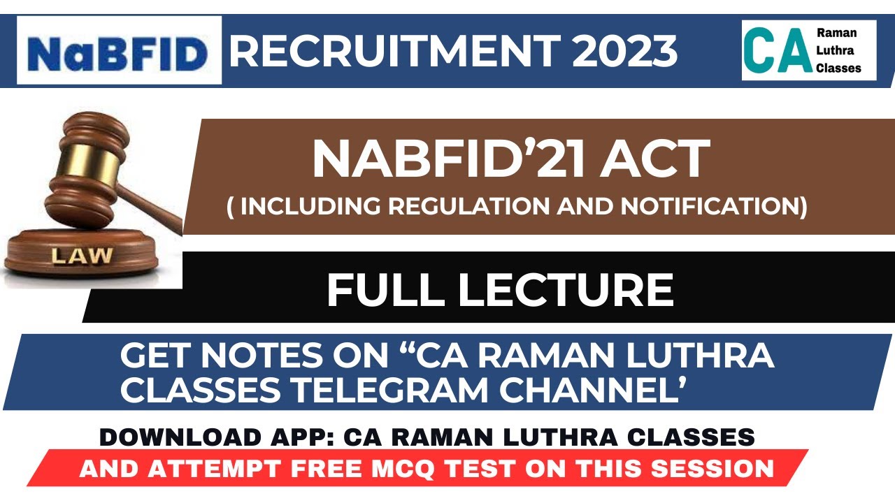 NaBFID Full Act'21 | NaBFID Recruitment 2023 | Lending Operations | CA Raman Luthra