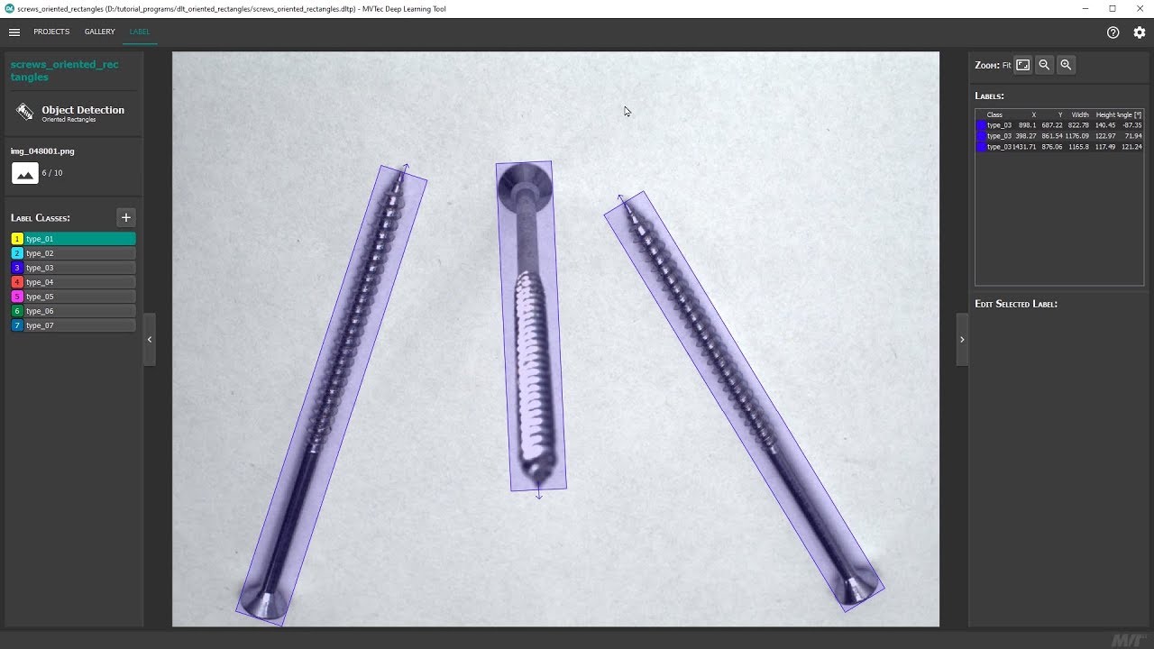 Draw oriented rectangles with the MVTec Deep Learning Tool