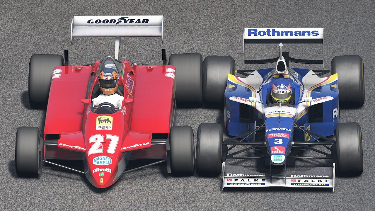 Gilles Villeneuve vs Jacques Villeneuve | 1982 Ferrari 126 C2 vs 1997 Williams FW19 | F1 at Monza