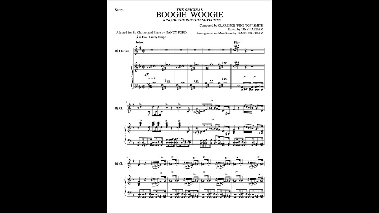 Boogie Woogie - Pine Top Smith (Clarinet and Piano)