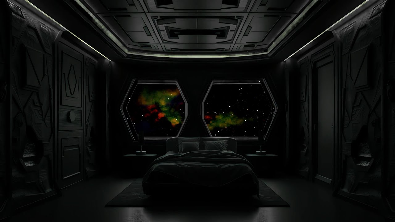 Starship Sleeping Quarters | BLACK SCREEN | Sleep Sounds White Noise with Deep Bass | 10 Hours