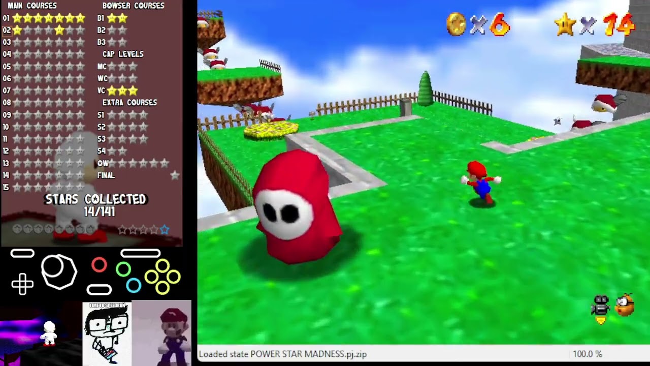 SM64 Power Star Madness - C2: Shy Guy Sky Gardens (1/2, savestateless)