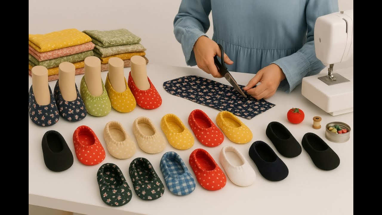 Upcyc1ed fabric slippers cozy, cute, and super easy! ✅