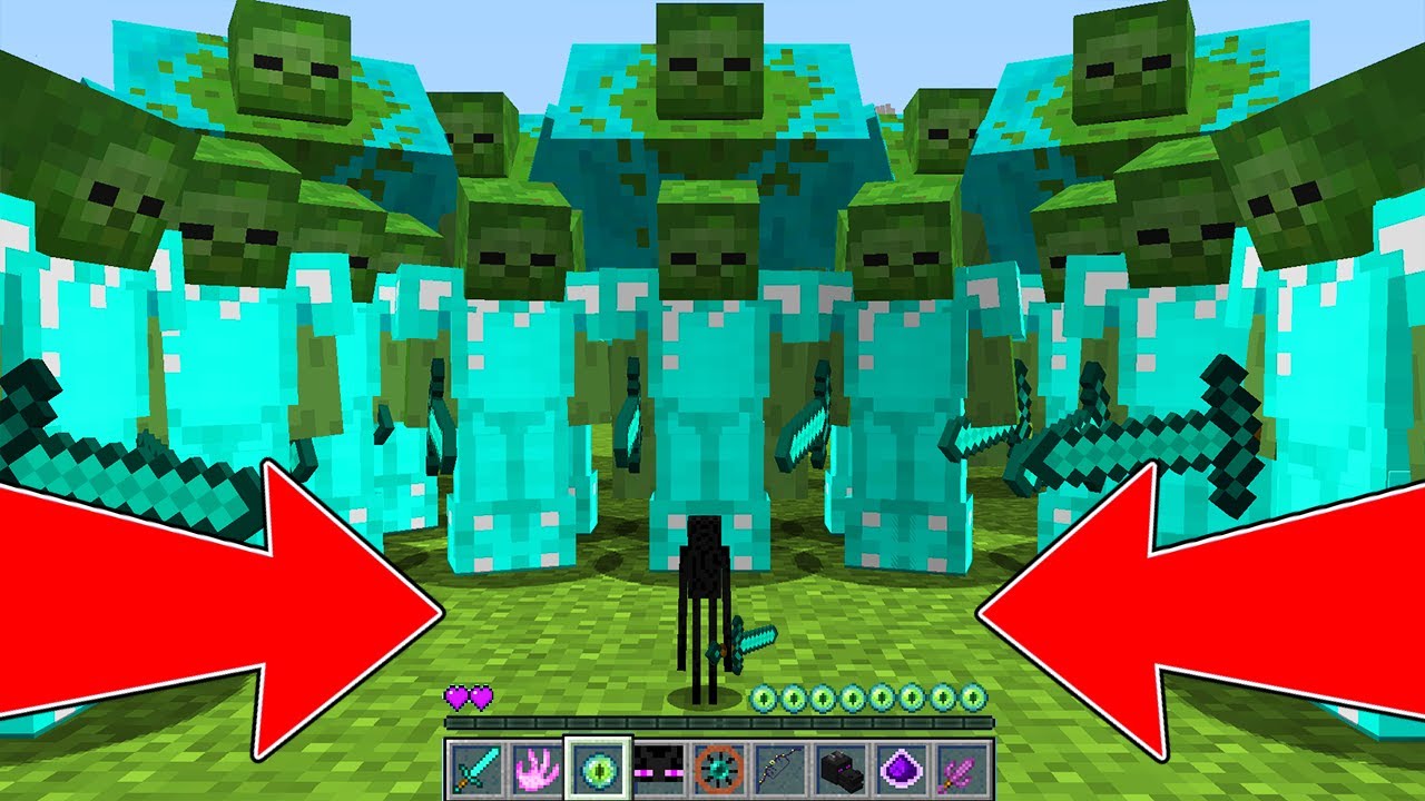 TINY ENDERMAN VS 1000000 ZOMBIE IN MINECRAFT! ENDERMAN LIFE 1 MINECRAFT BATTLE