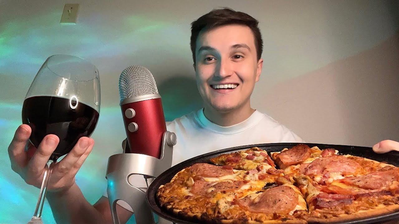 ASMR | Pizza & WINE Drinking Mukbang 🍷🍕 (whisper ramble Update)
