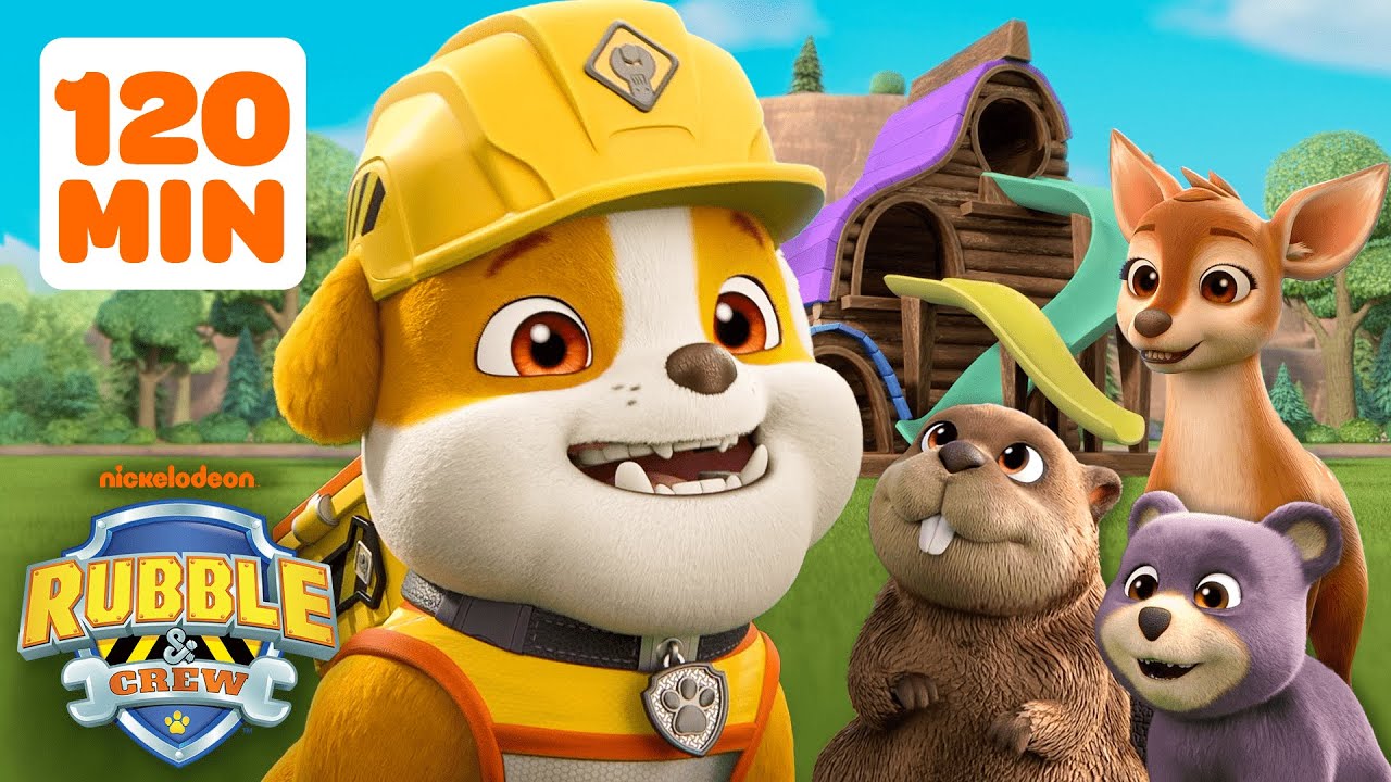 Rubble's Builds & Animal Rescues! w/ Mix, Charger & Wheeler | 1 Hours | Rubble & Crew
